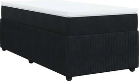 vidaXL Κρεβάτι Boxspring με Στρώμα Μαύρο 80 x 200 εκ. Βελούδινο