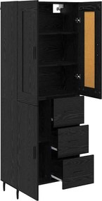 vidaXL Highboard με συρτάρι 2 pcs Μαύρη Οξυά Επεξεργασμένο ξύλο