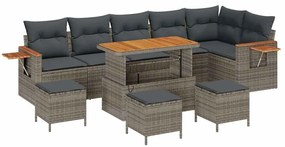 vidaXL Σετ Καναπέ Κήπου με μαξιλάρι 10 pcs Γκρι Πολυ ράταν