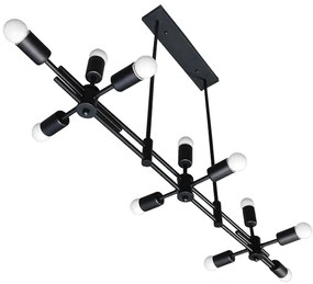 01098 GloboStar®  FERUM 01098 Μοντέρνο Φωτιστικό Οροφής Ράγα Πολύφωτο 11 x E27 IP20 Μαύρο Μέταλλο - Μ100 x Π30 x Υ77cm