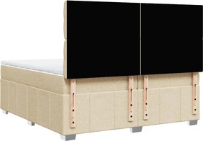 vidaXL Κρεβάτι Boxspring με Στρώμα Κρεμ 200x200 εκ. Υφασμάτινο