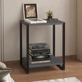 Κομοδίνο Gina Megapap χρώμα ανθρακί - μαύρο 39x30x48εκ. - 0267129