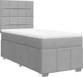 vidaXL Κρεβάτι Boxspring με Στρώμα Ανοιχτό Γκρι 90x200 εκ. Υφασμάτινο