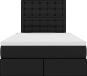 vidaXL Κρεβάτι Αποθήκης Μαύρο 120 x 190 cm Τεχνητό Δέρμα