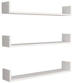 Ραφιέρα τοίχου Tyrion Megapap 3 τεμαχίων χρώμα λευκό 90x15x12εκ.