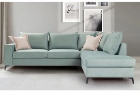 Γωνιακός καναπές αριστερή γωνία Romantic pakoworld ύφασμα ciel-cream 290x235x95εκ - Ύφασμα - 168-000005