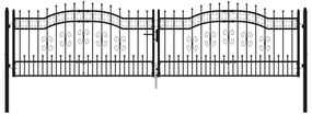 vidaXL Πόρτα Περίφραξης με Κορυφή Δόρυ Μαύρη 406x100 εκ. από Ατσάλι με Ηλεκτροστατική Βαφή