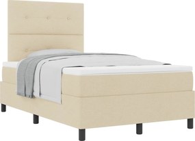 vidaXL Κρεβάτι με ελατήρια με κεφαλάρι Κρεμ 120 x 190 cm ύφασμα