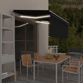 vidaXL Τέντα Αυτόμ. με Σκίαστρo/LED/Αισθ. Ανέμου Ανθρακί 3,5 x 2,5 μ.