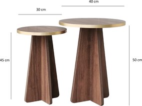 Coffee Table Set Mushroom 2 - Gold, Walnut Gold
Walnut