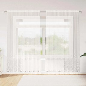 vidaXL Κουρτίνες με κουρτίνες Floral Λευκό 200 x 240 cm Πολυεστέρας