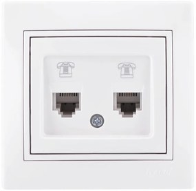 Lezard Πρίζα Τηλεφώνου RJ11 1X4P με 2 Εξόδους Λευκό Mira (Πλήρης) 701.0202138