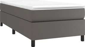 vidaXL Κρεβάτι Boxspring με Στρώμα Γκρι 80 x 200 εκ. Συνθετικό Δέρμα