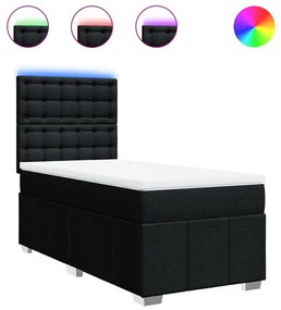 vidaXL Κρεβάτι Boxspring με Στρώμα Μαύρο 100 x 200 εκ. Υφασμάτινο