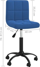 vidaXL Καρέκλα Τραπεζαρίας Περιστρεφόμενη Μπλε Βελούδινη