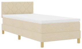 vidaXL Κρεβάτι box spring με στρώμα με στρώμα Κρεμ 100 x 200 cm ύφασμα