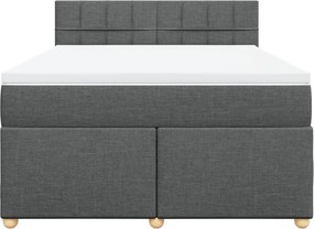 vidaXL Κρεβάτι Boxspring με Στρώμα Σκούρο Γκρι 140x200 εκ Υφασμάτινο