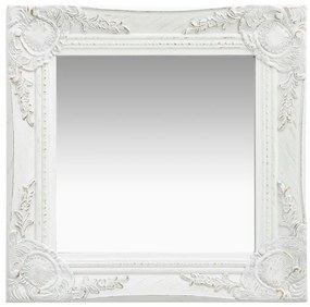 Καθρέφτης Τοίχου με Μπαρόκ Στιλ Λευκός 40 x 40 εκ. - Λευκό
