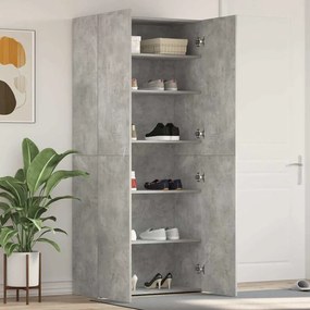 vidaXL Ντουλάπα Παπουτσιών Γκρι 80 x 35.5 x 180 εκ Επεξεργασμένο ξύλο