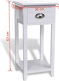 vidaXL Κομοδίνο με 1 Συρτάρι Λευκό