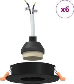 vidaXL Σποτ 6 pcs Μαύρο 9 x 9 x 2 εκ. Αλουμίνιο