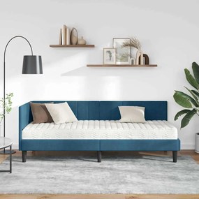 vidaXL Κρεβάτι Γωνίας με στρώμα με κεφαλάρι Μπλε 80 x 200 cm Βελούδο