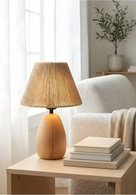 Stewehome Φυσικό ξύλινο επιτραπέζιο φωτιστικό με καπέλο