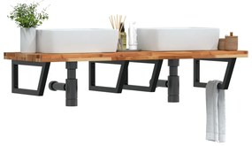 vidaXL Ράφι Νιπτήρα Τοίχου από Ατσάλι / Μασίφ Ξύλο Ακακίας