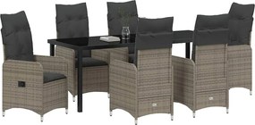 vidaXL Σέτ φαγητού για κήπο 7 pcs Γκρι συνθετικό ρατάν