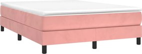 vidaXL Κρεβάτι Boxspring με Στρώμα Ροζ 140x190 εκ. Βελούδινο