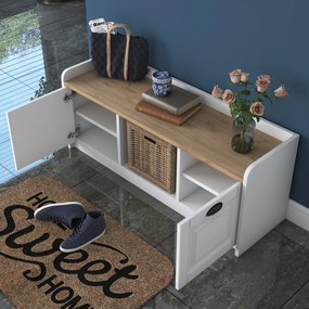 Παπουτσοθήκη Λευκό / Καρυδιά P 120x40x45