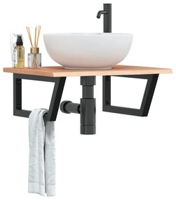 Ράφι Νιπτήρα Τοίχου από Ατσάλι / Μασίφ Ξύλο Δρυός