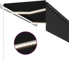 vidaXL Τέντα Αυτόματη με Σκίαστρο/LED/Αισθ. Ανέμου Ανθρακί 3 x 2,5 μ.