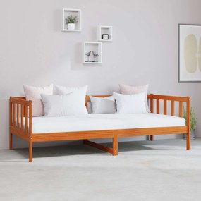 vidaXL Κρεβάτι ημέρας με στρώμα Καστανό και Λευκό 90 x 200 cm