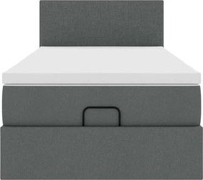 vidaXL Οθωμανικό κρεβάτι με στρώμα σκούρο γκρι 100x200cm ύφασμα