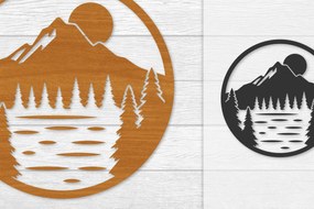 Intra απο ξύλο plywood 3mm-4mm πάχος – Διακόσμηση τοίχου Sunset Mountain Lasercut Δίασταση  40x30 cm INTRAFABR-114274893