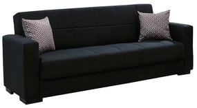 213-000005 Kαναπές κρεβάτι Vox pakoworld 3θέσιος ύφασμα μαύρο 212x77x80εκ FABRIC - SPRING - POPLAR WOOD BLACK, 1 Τεμάχιο