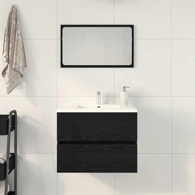 vidaXL Ντουλάπι Νεροχύτη με συρτάρι Μαύρη Οξυά 60 x 38.5 x 45 cm