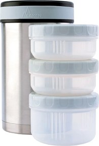 Βρεφικό Θερμός Φαγητού 1.5lt & Φαγητοδοχεία (Σετ) Laken Silver