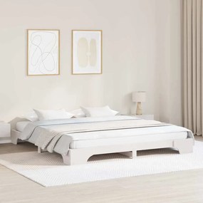 vidaXL Κρεβάτι Λευκό 200x200 εκ. από Μασίφ Ξύλο Πεύκου