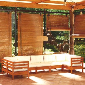 Σαλόνι Κήπου Σετ 7 Τεμαχίων Καφέ Μελί Ξύλο Πεύκου με Μαξιλάρια