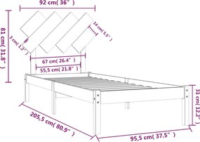 vidaXL Πλαίσιο Κρεβατιού 90 x 200 εκ. από Μασίφ Ξύλο