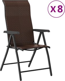 vidaXL Πτυσσόμενες καρέκλες 8 τεμ. Καφέ πολυεστέρας