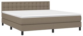 vidaXL Κρεβάτι Boxspring με Στρώμα &amp; LED Taupe 180x200 εκ. Υφασμάτινο