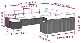 Σαλόνι Κήπου Σετ 12 τεμ. Μπεζ Συνθετικό Ρατάν με Μαξιλάρια - Μπεζ