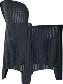 vidaXL Σετ Επίπλων Bistro 3 τεμ. Ανθρακί με Όψη Ρατάν Πλαστικό
