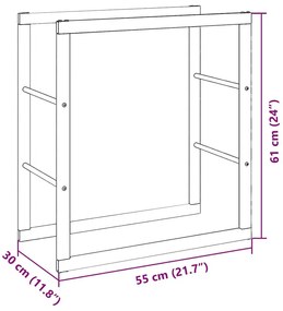 Ράφι Καυσόξυλων Μαύρο 55x30x61 εκ. Ατσάλινο - Μαύρο