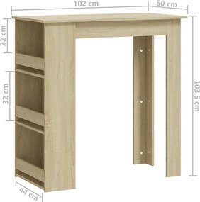 vidaXL Τραπέζι Μπαρ με Ράφια Sonoma Δρυς 102x50x103,5 εκ. Επεξ. Ξύλο