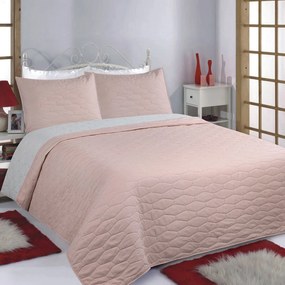 Κουβερλί Μονό (Σετ 170x240) 2 Όψεων Silk Fashion Ruby Pink-Grey