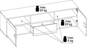 Έπιπλο τηλεόρασης Lugano 2D1S - 164.00Χ41.90Χ45.70cm